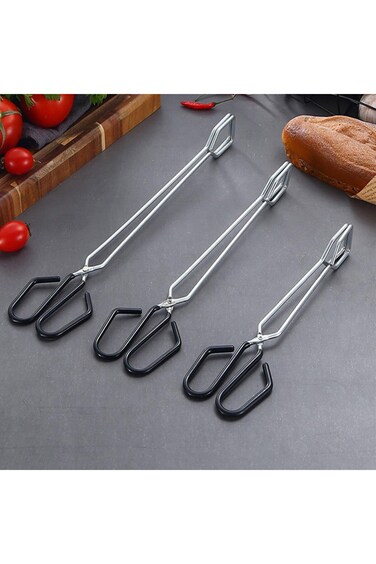 Stainless Steel Kitchen Scissor Tongs, 3-Pack, Cooking and Grilling Tools for Food, Bread, BBQ