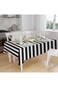 Beynant 2 Pieces Black and White Striped Tablecloth Plastic Stripe Table Cover Waterproof Rectangle