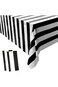 Beynant 2 Pieces Black and White Striped Tablecloth Plastic Stripe Table Cover Waterproof Rectangle