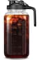 TRASSLE 2L Mason Jars with Lid, Glass Pitcher Double Leak Proof with Pour Spout Handle, 2 Quart Wid