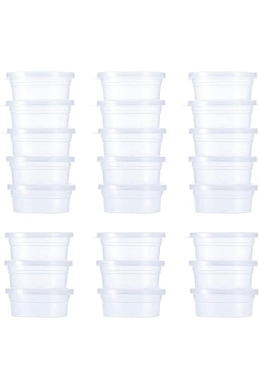 Azonee Slime Storage Containers 24 Pack, Leakproof Clear Plastic Foam Ball Storage Cups Storage Jar
