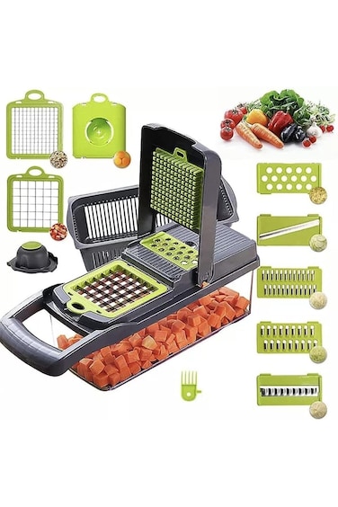 Intrbleu 12 in 1 Mandoline Slicer, Heavy Duty Potato /Onion/ Food/ Veggie Chopper with Vegetable Pe