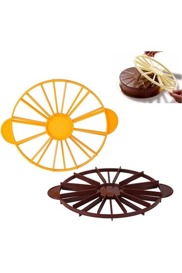 ALMEKAQUZ قطعتين من علامات تقسيم الكيك، قالب تقطيع وتقسيم الكيك الدائري 10/12 حصة، كعكة الخبز