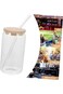 YARNOW 2 Sets Glass Can with Lids and Glass Straws, Can Shaped Drinking Glasses with Lids and Straw