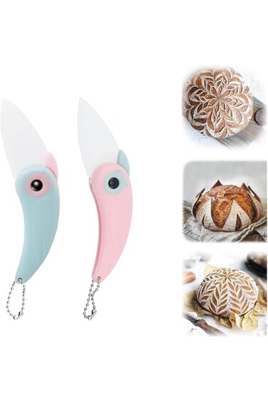 أداة تسجيل العجين من ALMEKAQUZ، قطعتان من أدوات تسجيل العجين، قاطعة خبز، أداة تسجيل العجين المخمر القابلة للطي من السيراميك