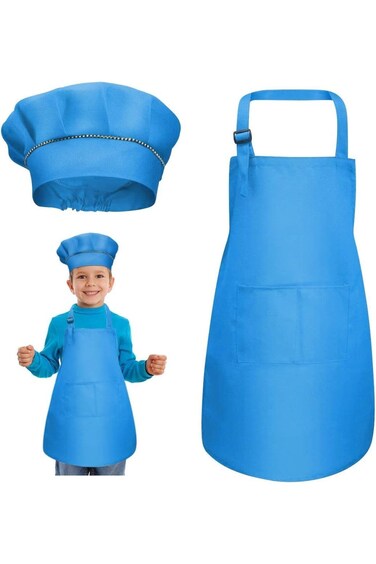 طقم مريلة للأطفال من Oasisgalore، قبعة طاهٍ قابلة للتعديل، مريلة للأطفال للمطبخ والطبخ والرسم