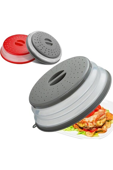 Excefore Set of 2 Microwave Splatter Covers - Vented and Collapsible Design for Mess-Free Cooking -