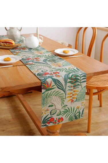 Waindark Green Floral Wide Table Runner, Boho Teal Sage Summer Lace Table Runners 118 inches Long,