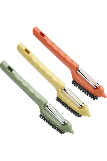 3Pcs Vegetable Peeler, Vegetable Brush Scrubber for Food, Carrot Peeler, Potato Brush, Flexible Foo
