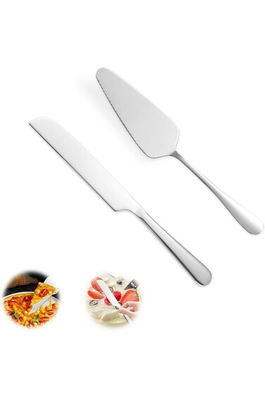 OSHIMA Durable Stainless Steel Cake Knife Server Set Stainless Steel 2PCS Cake Cutting Set Stainles