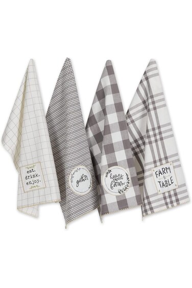 مجموعة مناشف أطباق من دي آي آي هوم سويت فارم هاوس كيتشن، مقاس 18×28، رمادي، 4 قطع