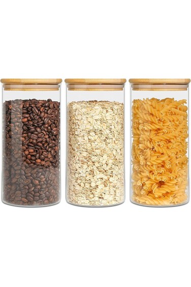مجموعة علب تخزين الطعام الزجاجية من كوم ساف مع أغطية، 3 قطع، سعة 30 أونصة، مصنوعة من زجاج عالي البورسليكات وخالية من مادة BPA