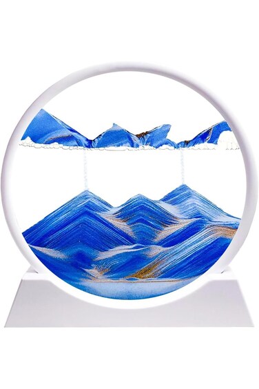 Wantoty Moving Sand Art Picture - 3D Deep Sea Sandscape Color Quicksand Decor, Round Glass Moving S