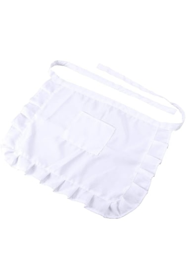 KASTWAVE White Waist Apron Half Apron Kitchen Half Waist Apron Ruffle Chef Work Bib Maid Apron Dres