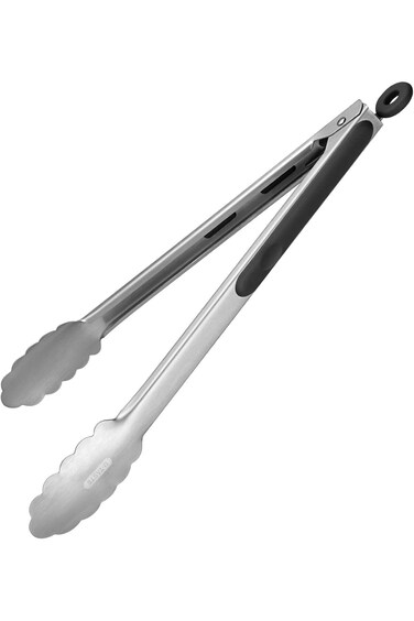 U-Taste Stainless Steel Kitchen Tongs: 30 cm Large Heat Resistant Cooking Tong with One Piece Sturd