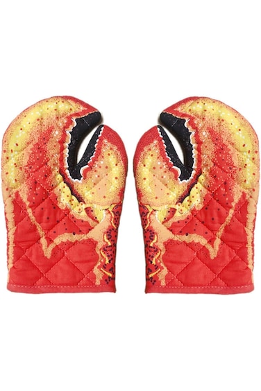 Tazweeq Lobster Claw Oven Mitts, Heat Resistant BBQ Oven Gloves, Quilted Cotton Lining Design Heat