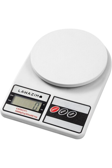 ميزان مطبخ رقمي من لوازم - أبيض - ميزان طعام إلكتروني مع قياس دقيق ووزن صافي