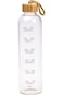 Cuisine Art Ross Motivation Borosilicate Glass Bottle 1000ml Glass Water Bottle with Time Marker, L