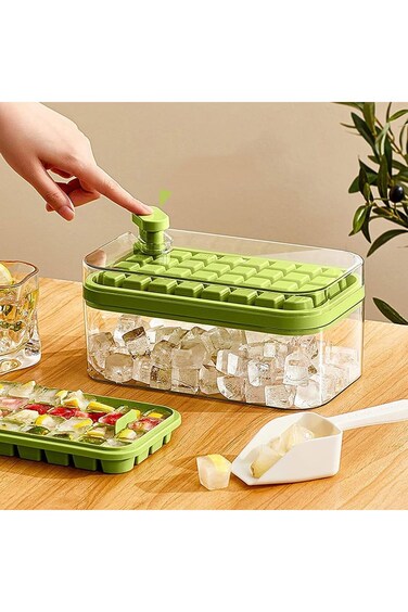 Ice Cube Tray with Lid for Freezer 64 Nuggets Silicone Ice Cube Tray with Lid and Bin, Ice Cube Mol
