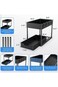 Under Sliding Cabinet Basket Organizer, 2 Tier Under Sink Organizers with 1 Hanging Cup &amp; 4 hooks,