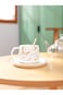 Miniso Marble Ceramic Coffee Mug with Coaster and Spoon, 215 ml Capacity, White