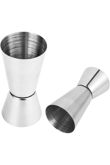 Double Cocktail Jigger, Stainless Steel Double-Head Measuring Cup, Silver 15/30ml Cocktail Jigger,