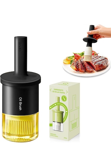 YARRAMATE Oil Dispenser Bottle with Heat Resistant Brush?Glass Oil Dispenser for Kitchen?Oil Contai
