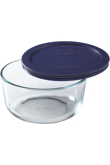 طبق تخزين الطعام الزجاجي الدائري من بايركس سيمبلي ستور بسعة 4 أكواب