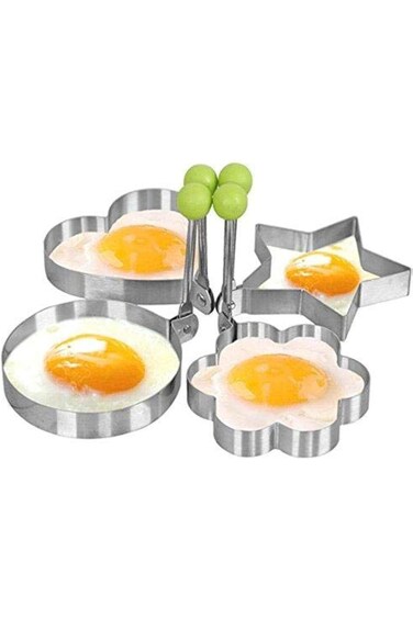 قوالب بيض مقلي على شكل 4 أشكال غير لاصقة من الفولاذ المقاوم للصدأ، قوالب فطائر أومليت، حلقات فطائر، أدوات طبخ
