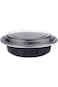 Hotpack Black Base Round Microwavable Container 16Oz with Lid 50 Pieces