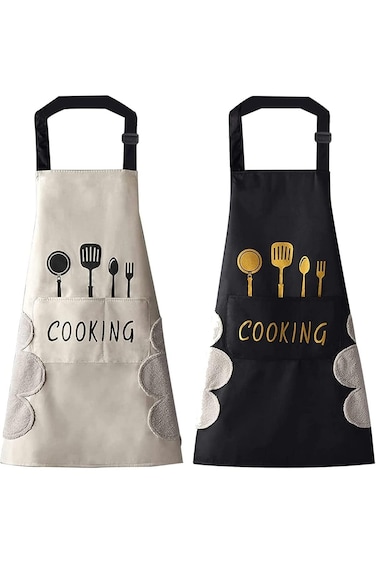X spring Kitchen Apron, 2 Pack Aprons for Women with 2 Pockets, Adjustable Chef Apron with Hand Wip