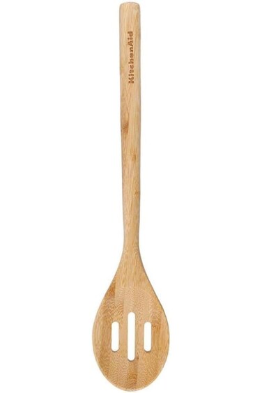 KitchenAid KQG604OHBBE, Bamboo Slotted Spoon, 32.5 cm, Wood