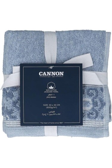 طقم مناشف كانون من القطن الجاكار عالي الجودة، أزرق، 4 قطع، 33 × 33 سم، F-T-CN-E25-JQ-BLU