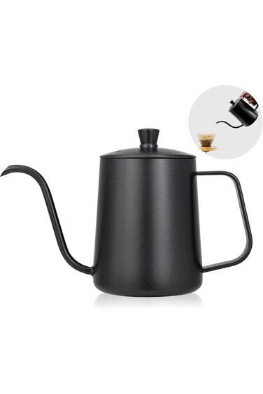 غلاية ميبرو دريب V60 لصب القهوة والشاي، ذات عنق الإوزة، ذات فوهة طويلة وضيقة، مع غطاء   إبريق من الفولاذ المقاوم للصدأ 304