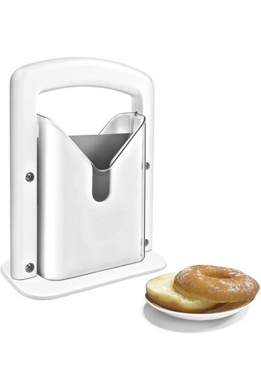 قطاعة خبز البيجل من إكسفور، قطاعة عالمية أصلية مع قبضة آمنة ودرع أمان، مناسبة للمطبخ المنزلي