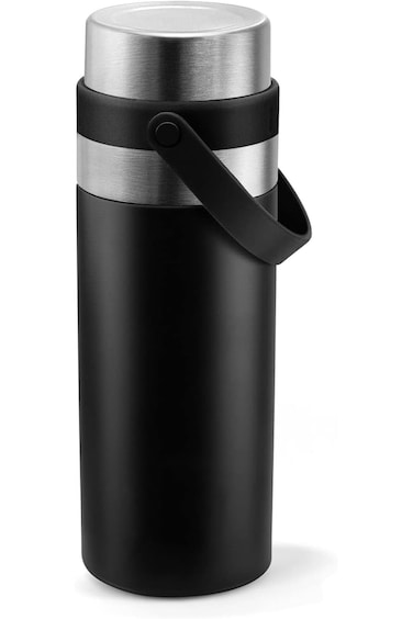 زجاجة أزوني الحرارية المصنوعة من الفولاذ المقاوم للصدأ، معزولة بالفراغ مع كوب، زجاجة معزولة بسعة 380 مل/13 أونصة مع غطاء