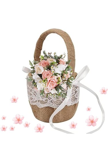 Small Wicker Basket with Handle - Flower Girl Baskets for Weddings Rattan Basket Wedding Gift Flowe