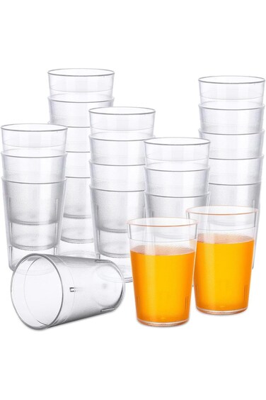 Plastic Drinking Glasses, 5 oz Clear Plastic Tumblers Stackable Frosted Plastic Cup Reusable Drinki