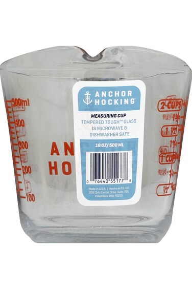 Anchor Hocking Glass Open Handle Measuring Cup 4-Pieces Set, 16 Oz Capacity