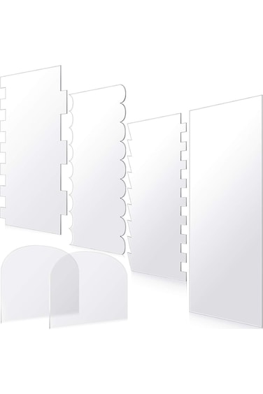 BPA&reg; 6 Pieces Clear Acrylic Cake Smoother Scraper Large Cake Comb for Icing Frosting Buttercream an