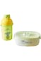 Polypropylene Lunch Box and Water Bottle Set For School Kids Green Colour With fork fork and Spoon