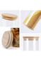 3-piece set Glass Food Containers with Bamboo Wooden Lids for Flour and Sugar, Pasta, Cookies, Nuts