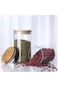 3-piece set Glass Food Containers with Bamboo Wooden Lids for Flour and Sugar, Pasta, Cookies, Nuts