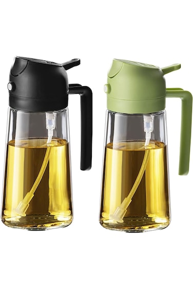 TrendPlain 16oz Oil Dispenser Bottle for Kitchen - 2 in 1 Dispenser andSprayer - 470ml Bottle for C