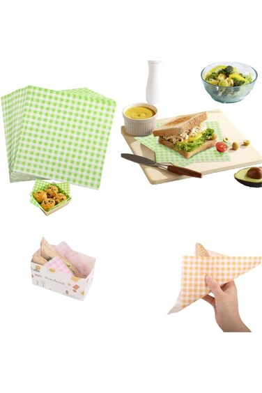 ورق تغليف ساندويتشات من أزوني، 7 × 7 بوصة، 200 ورقة من بطانات سلة الطعام للساندويتشات