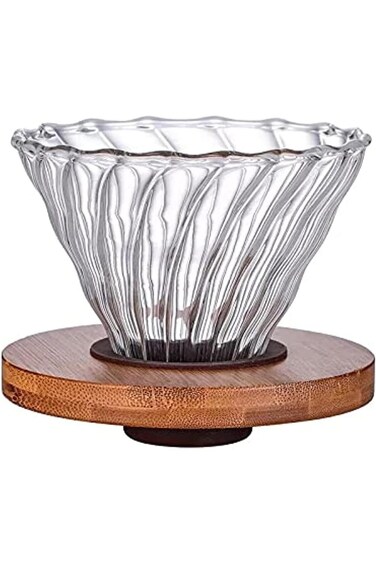 V60 Wood Base Funnel filtering distilled coffee-Glass wooden base