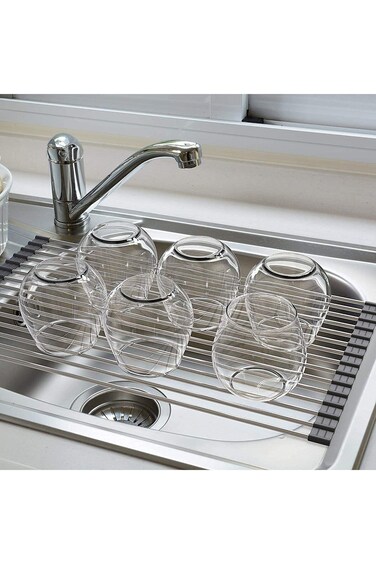 Arabest Dish Drying Rack, Over The Sink Kitchen Storage Rolling Dish Drainer, Foldable Sink Rack Ma