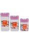 Lawazim Food Container Set - 3 Piece S-M-L Clear/Pink - Transparent BPA-Free Plastic Jars with Lids