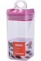 Lawazim Food Container Set - 3 Piece S-M-L Clear/Pink - Transparent BPA-Free Plastic Jars with Lids
