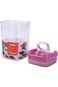 Lawazim Food Container Set - 3 Piece S-M-L Clear/Pink - Transparent BPA-Free Plastic Jars with Lids